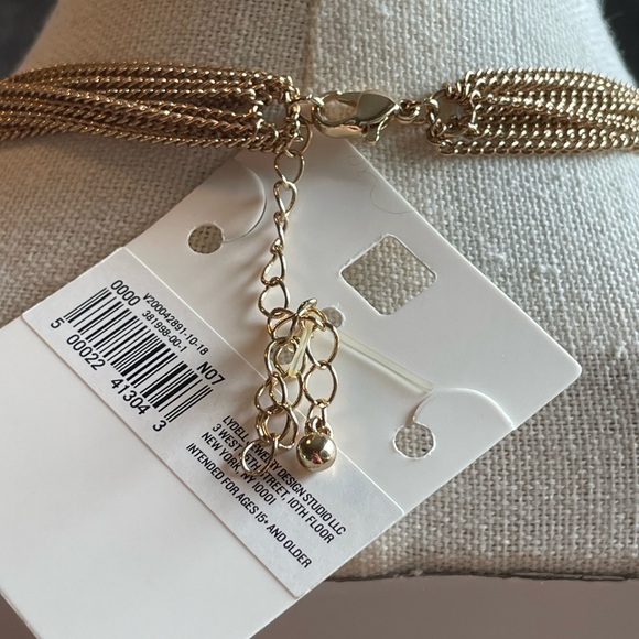 Lyell NYC New With Tags Multistrand Goldtone Long Necklace with Knot & Fringe - Picture 9 of 15